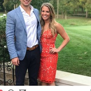 Orange crochet cocktail dress